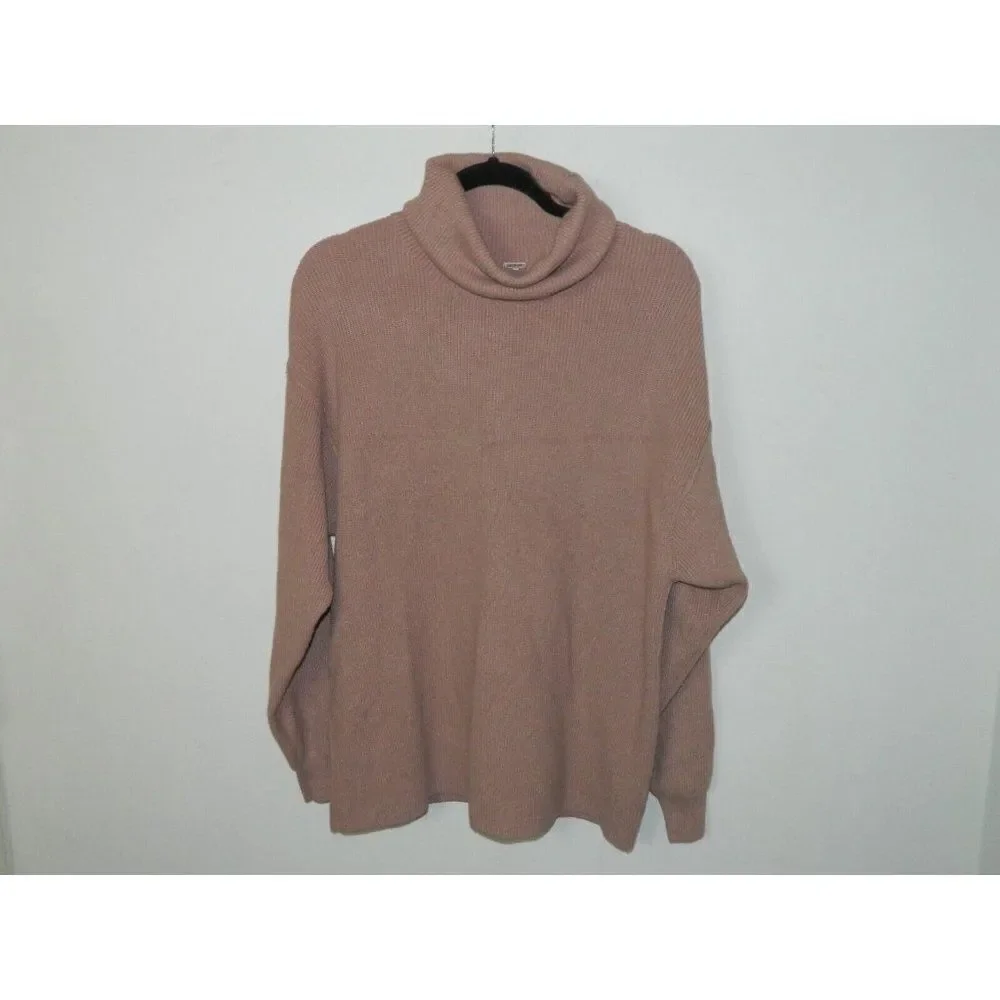 Free People Sweater Pink Mauve Oversized Turtleneck Ribbed Boho Size X-Small‎